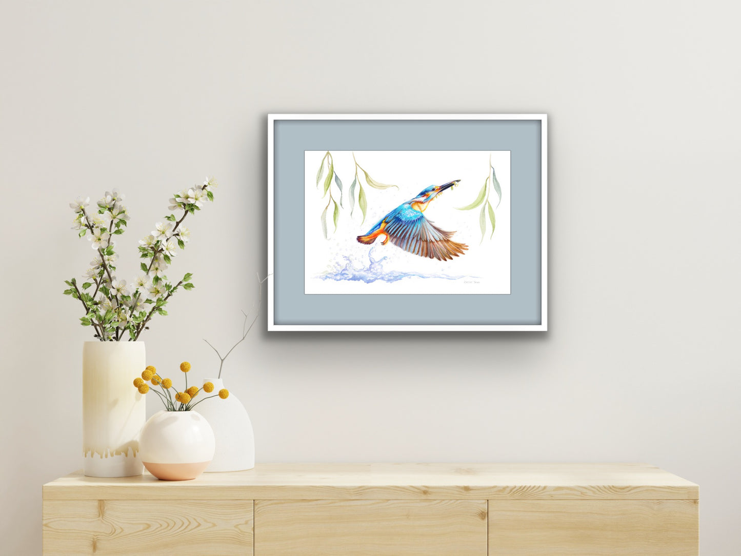 Kingfisher Fishing, Fine Art Giclee 10x8" Mini Print