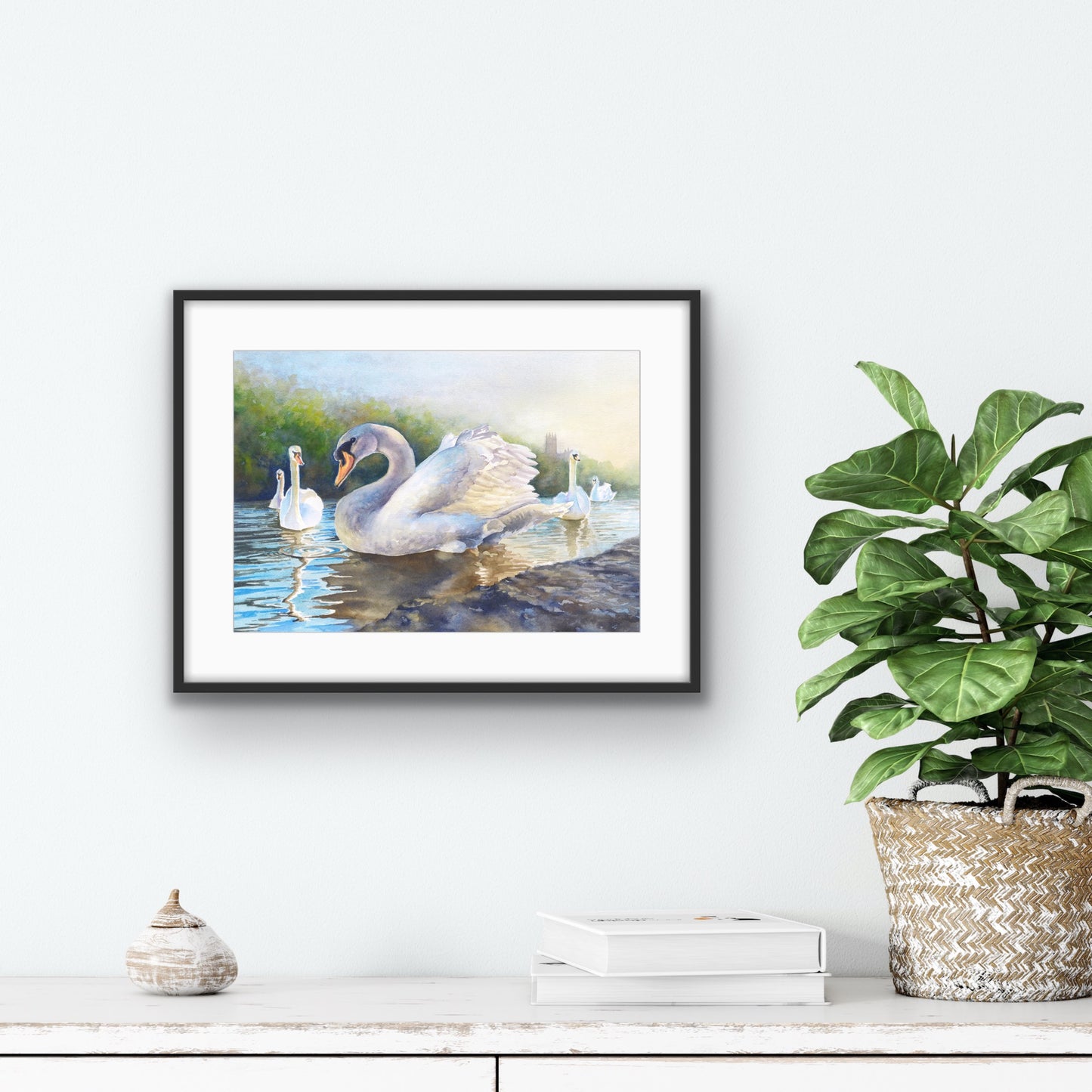 Severn Swans, Fine Art Giclee 10x8" Mini Print