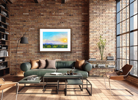 Sunset over the Malverns - Original Pastel