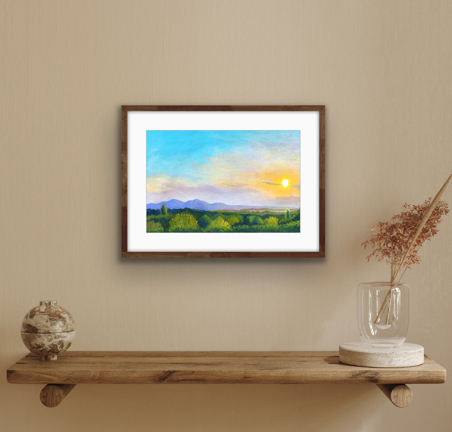 Sunset over the Malverns- Pastel, Fine Art Giclee 10x8" Mini Print