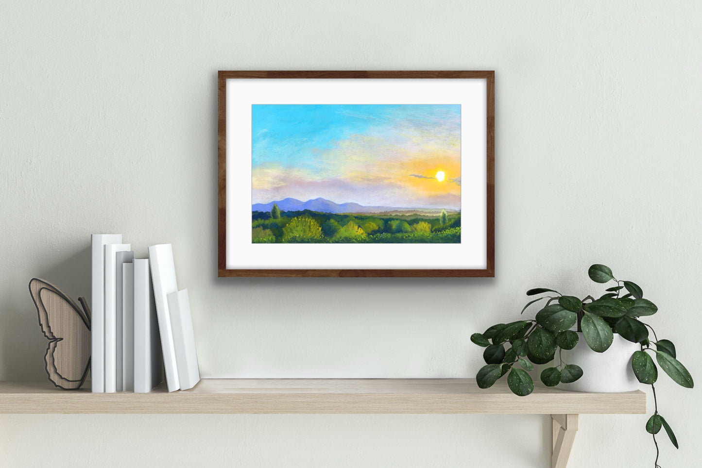 Sunset over the Malverns- Pastel, Fine Art Giclee 10x8" Mini Print