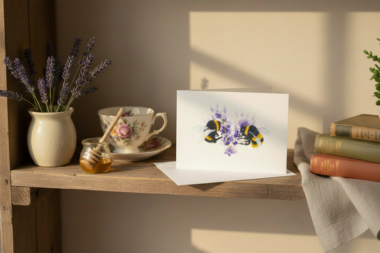 Bees with Lavender - Homely Scene with Books