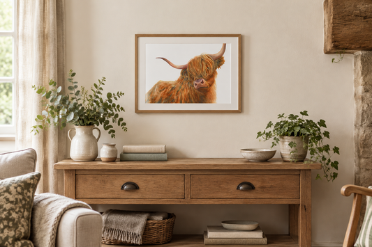 Highlander 15 × 12 inch framed print in a home setting