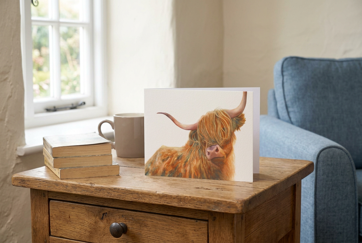 Highlander approved side-fold card with revised cottage surroundings