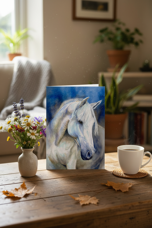 Midnight Mare Card Edge-to-Edge on Coffee Table