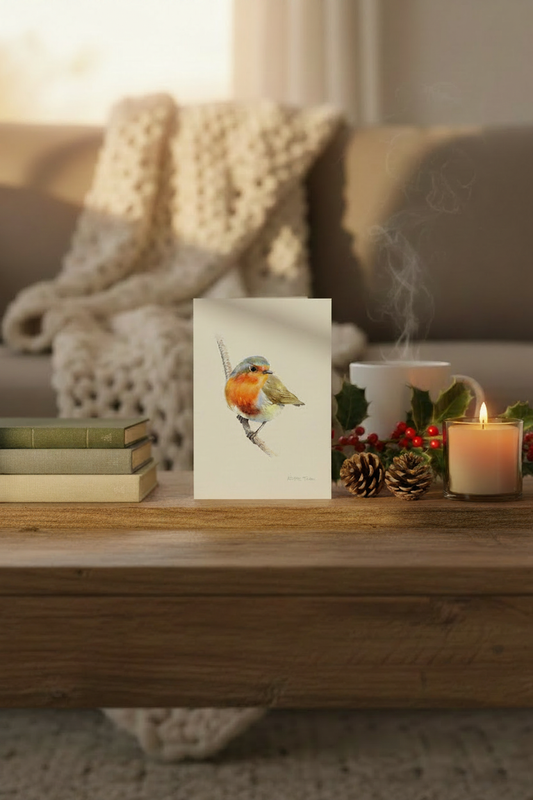 Robin greeting card close-up