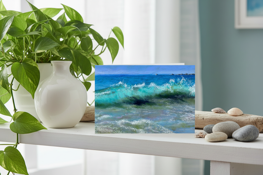 Wave greeting card room with houseplant
