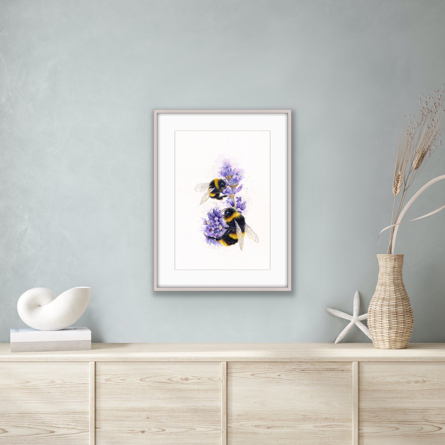 Bees on Lavender, Fine Art Giclee Limited Edition Print