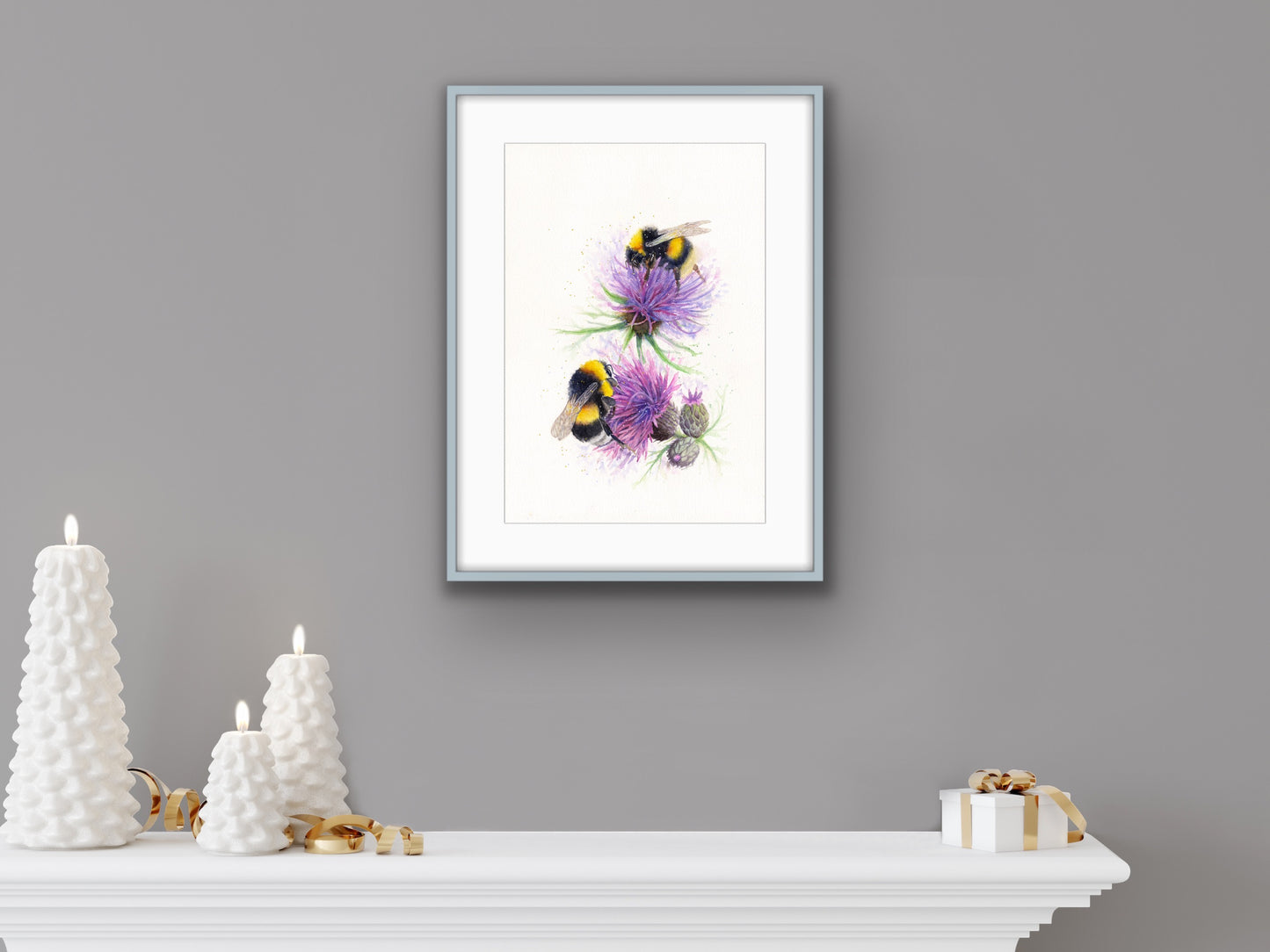 Bees on Thistles, Fine Art Giclee Limited Edition Print