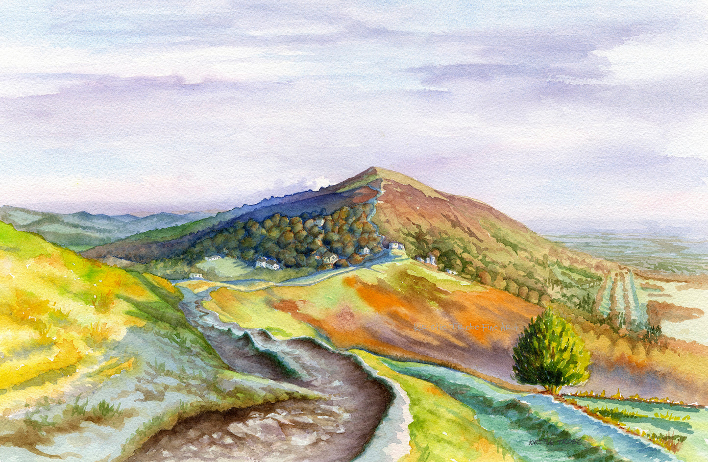 Malvern Hills - Watercolour, Fine Art Giclee Limited Edition Print