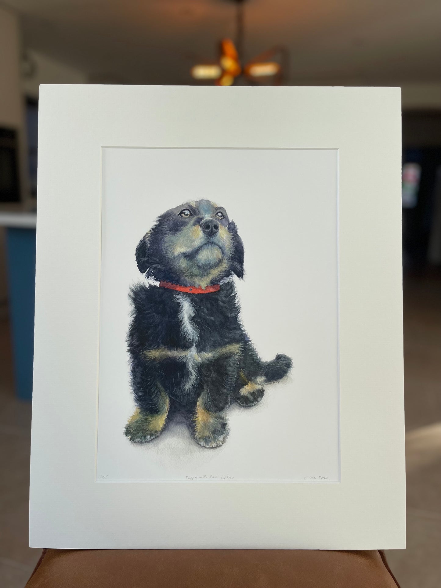Puppy with Red Collar, Fine Art Giclee Limited Edition Print